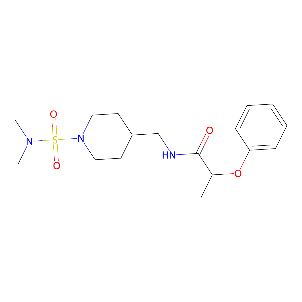 N-{[1-(dimethylsulfamoyl)piperidin-4-yl]methyl}-2-phenoxypropanamide molecular structure, CAS 2415571-02-5