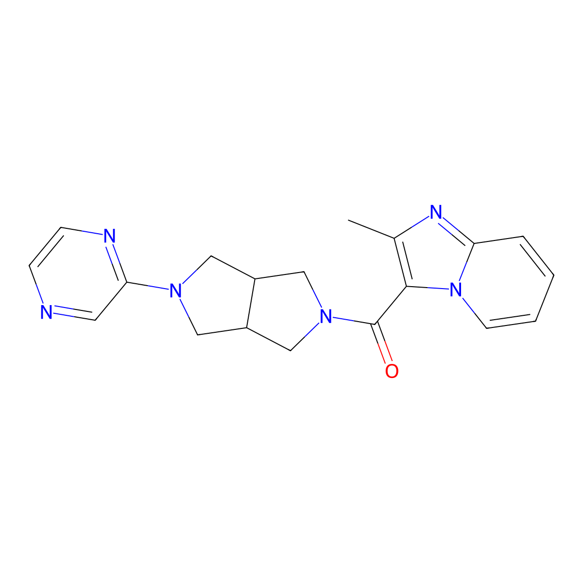 2-(5-{2-Methylimidazo[1,2-a]pyridine-3-carbonyl}-octahydropyrrolo[3,4-c]pyrrol-2-yl)pyrazine molecular structure, CAS 2415571-05-8