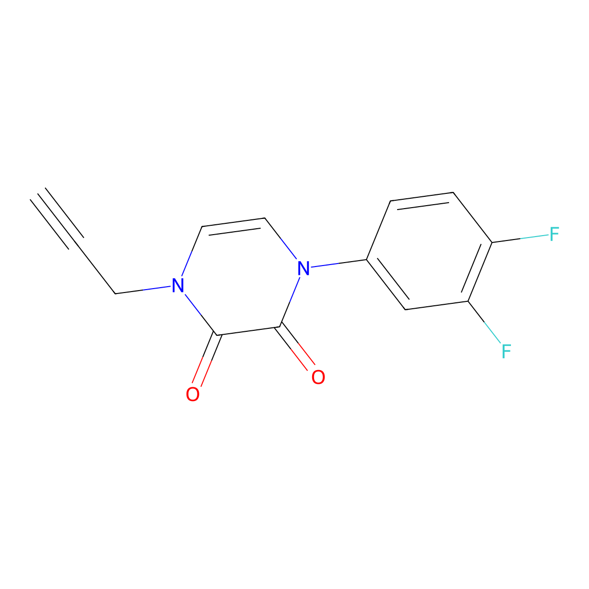 1-(3,4-Difluorophenyl)-4-(prop-2-yn-1-yl)-1,2,3,4-tetrahydropyrazine-2,3-dione molecular structure, CAS 2415571-07-0