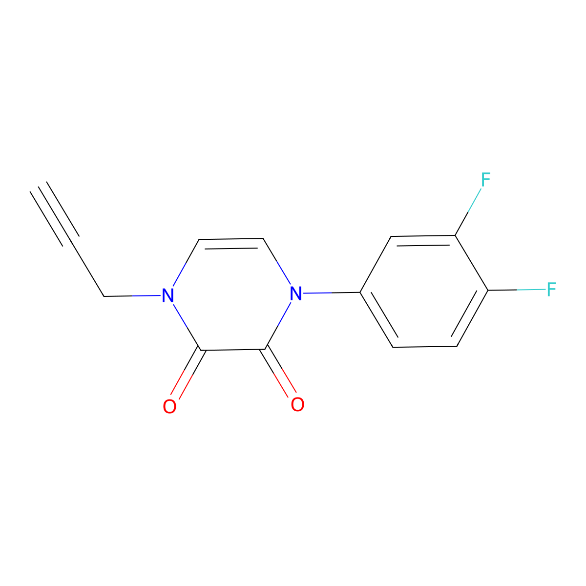 1-(3,4-Difluorophenyl)-4-(prop-2-yn-1-yl)-1,2,3,4-tetrahydropyrazine-2,3-dione molecular structure, CAS 2415571-07-0