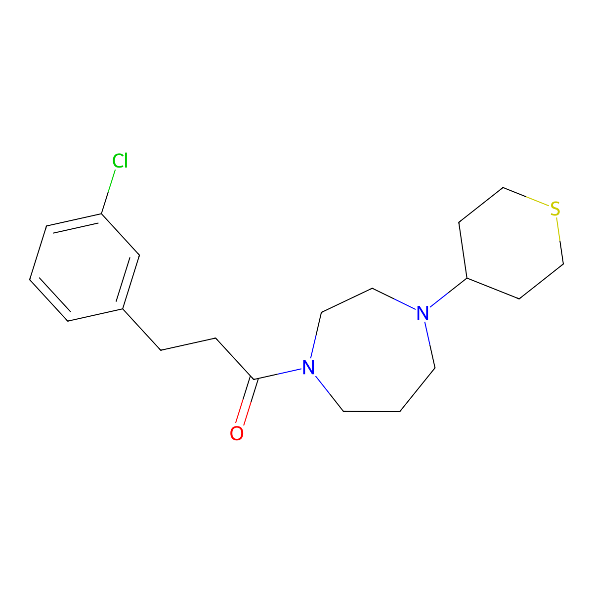 3-(3-Chlorophenyl)-1-[4-(thian-4-yl)-1,4-diazepan-1-yl]propan-1-one molecular structure, CAS 2415571-10-5