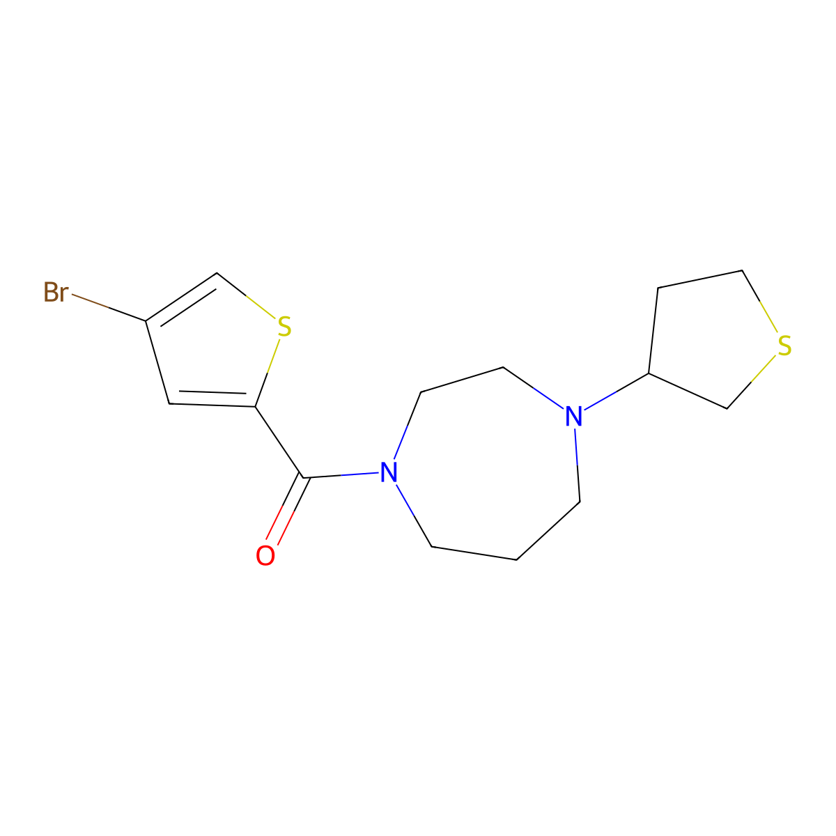 1-(4-Bromothiophene-2-carbonyl)-4-(thiolan-3-yl)-1,4-diazepane molecular structure, CAS 2415571-27-4