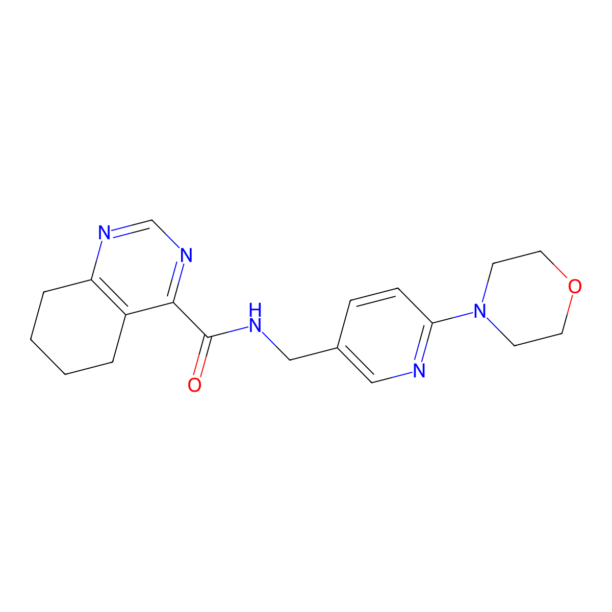N-{[6-(morpholin-4-yl)pyridin-3-yl]methyl}-5,6,7,8-tetrahydroquinazoline-4-carboxamide molecular structure, CAS 2415571-31-0