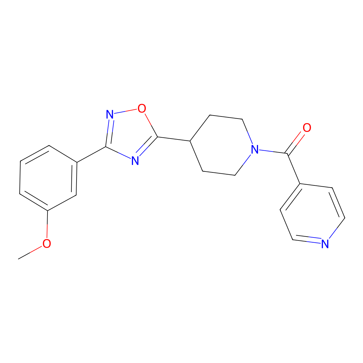 4-{4-[3-(3-Methoxyphenyl)-1,2,4-oxadiazol-5-yl]piperidine-1-carbonyl}pyridine molecular structure, CAS 2415571-32-1