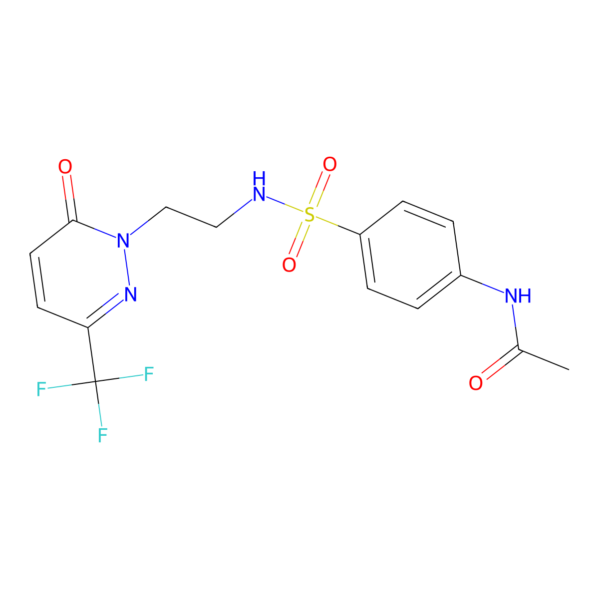 N-[4-({2-[6-oxo-3-(trifluoromethyl)-1,6-dihydropyridazin-1-yl]ethyl}sulfamoyl)phenyl]acetamide molecular structure, CAS 2415571-39-8