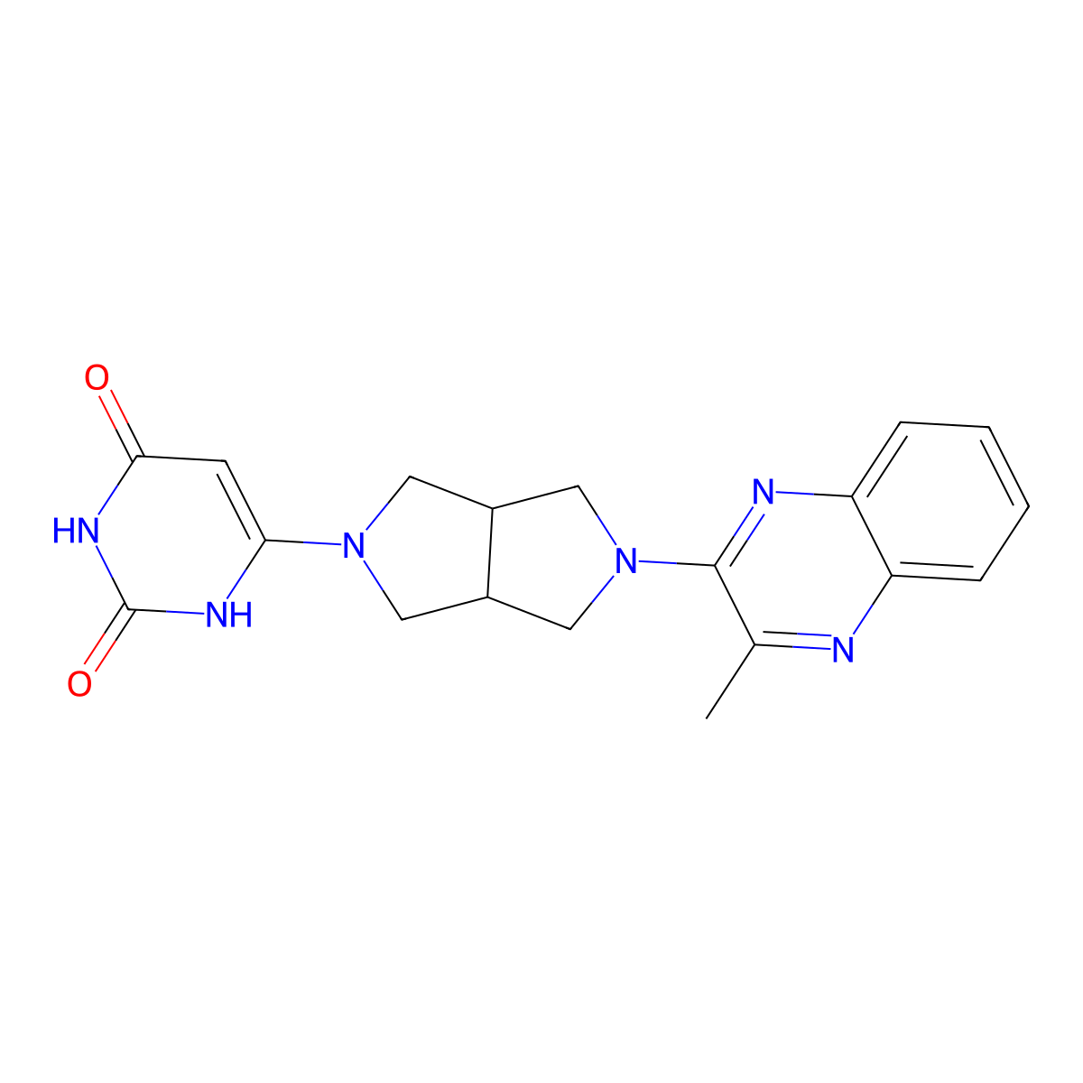6-[5-(3-Methylquinoxalin-2-yl)-octahydropyrrolo[3,4-c]pyrrol-2-yl]-1,2,3,4-tetrahydropyrimidine-2,4-dione molecular structure, CAS 2415571-40-1
