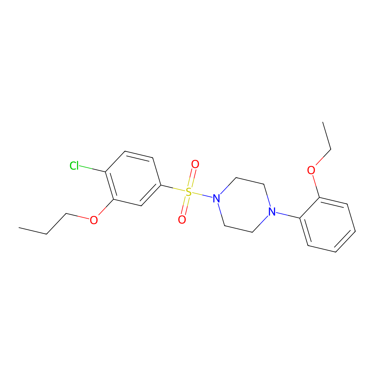1-(4-Chloro-3-propoxybenzenesulfonyl)-4-(2-ethoxyphenyl)piperazine molecular structure, CAS 2415571-44-5