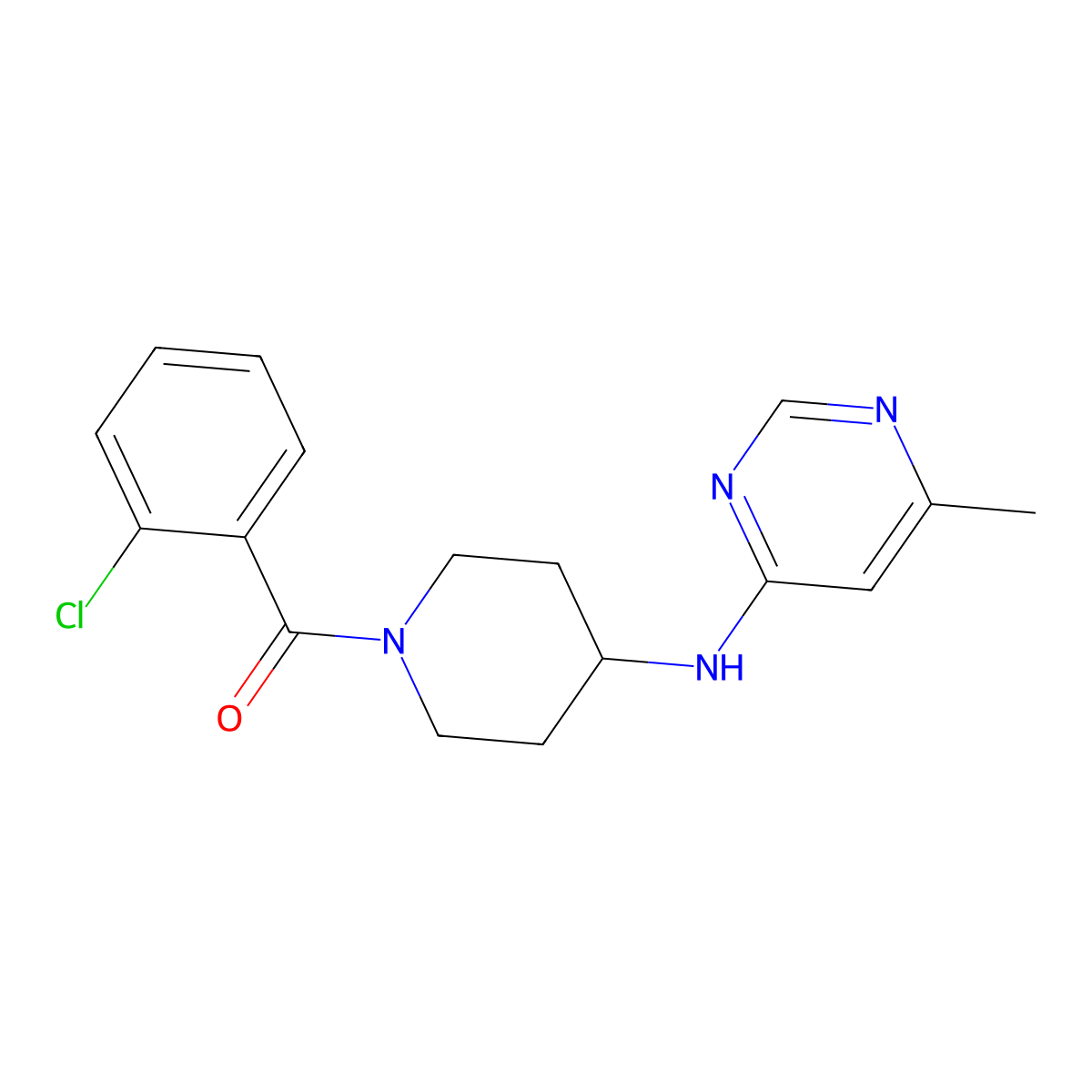 N-[1-(2-chlorobenzoyl)piperidin-4-yl]-6-methylpyrimidin-4-amine molecular structure, CAS 2415571-46-7