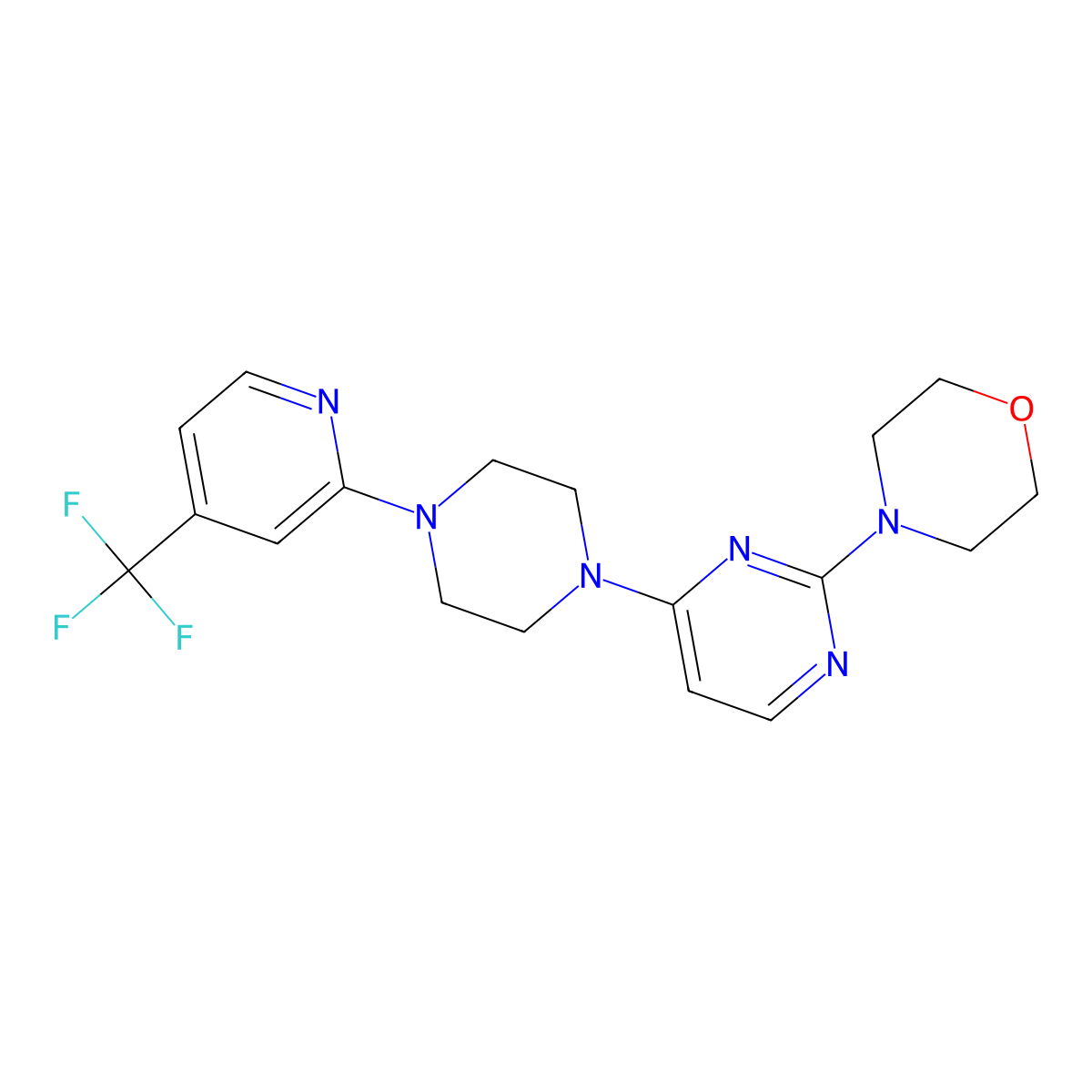 4-(4-{4-[4-(Trifluoromethyl)pyridin-2-yl]piperazin-1-yl}pyrimidin-2-yl)morpholine molecular structure, CAS 2415571-47-8