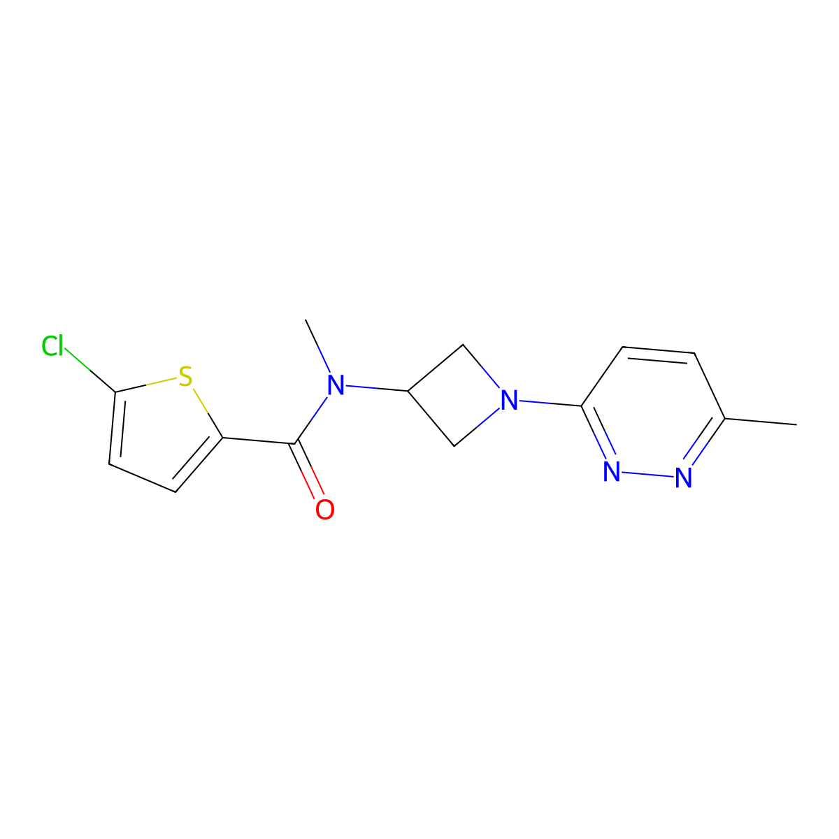 5-chloro-N-methyl-N-[1-(6-methylpyridazin-3-yl)azetidin-3-yl]thiophene-2-carboxamide molecular structure, CAS 2415571-49-0