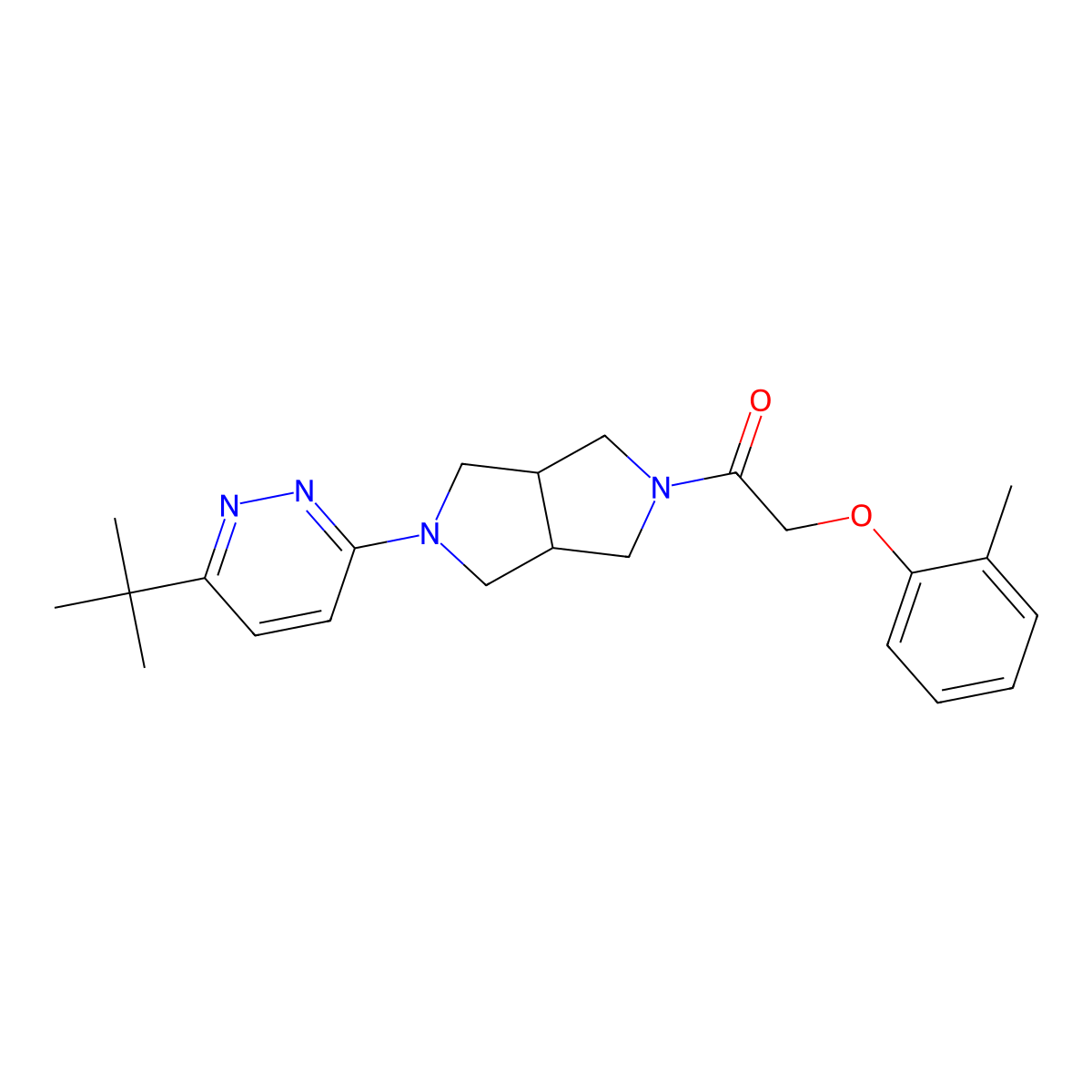 1-[5-(6-Tert-butylpyridazin-3-yl)-octahydropyrrolo[3,4-c]pyrrol-2-yl]-2-(2-methylphenoxy)ethan-1-one molecular structure, CAS 2415571-52-5