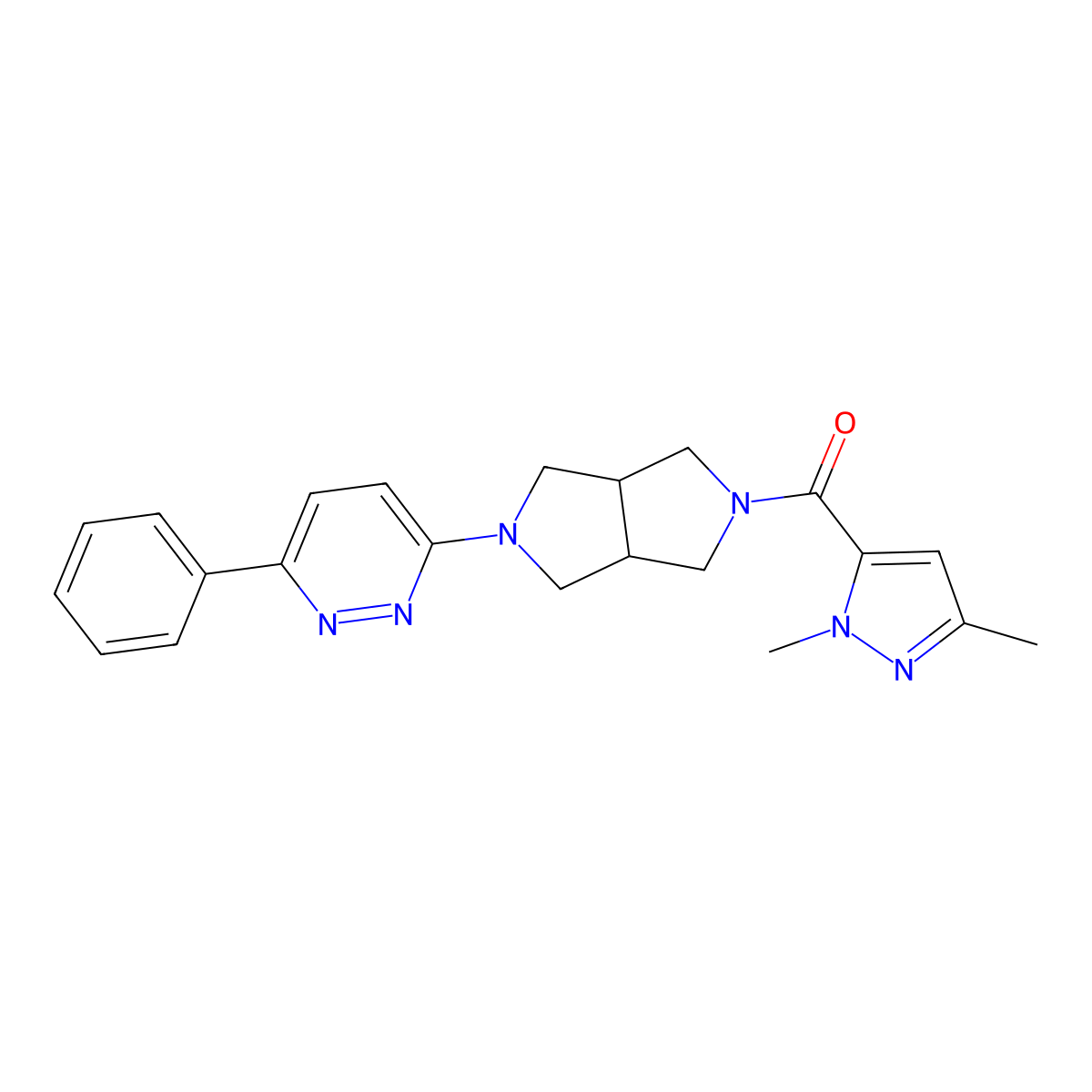 3-[5-(1,3-dimethyl-1H-pyrazole-5-carbonyl)-octahydropyrrolo[3,4-c]pyrrol-2-yl]-6-phenylpyridazine molecular structure, CAS 2415571-54-7