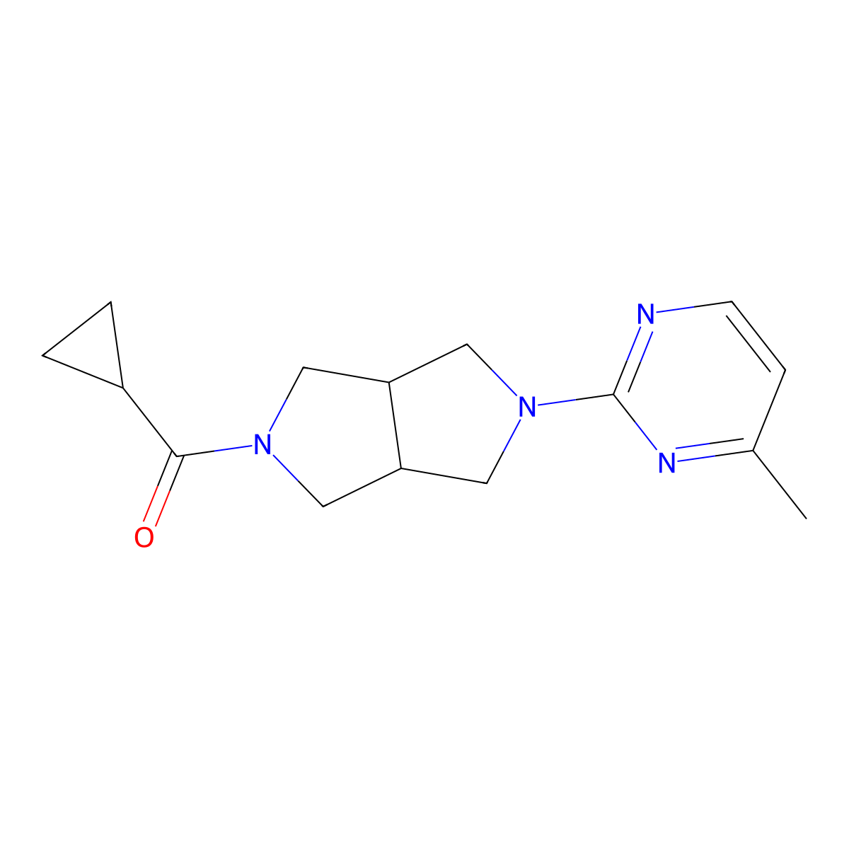 2-{5-Cyclopropanecarbonyl-octahydropyrrolo[3,4-c]pyrrol-2-yl}-4-methylpyrimidine molecular structure, CAS 2415571-58-1