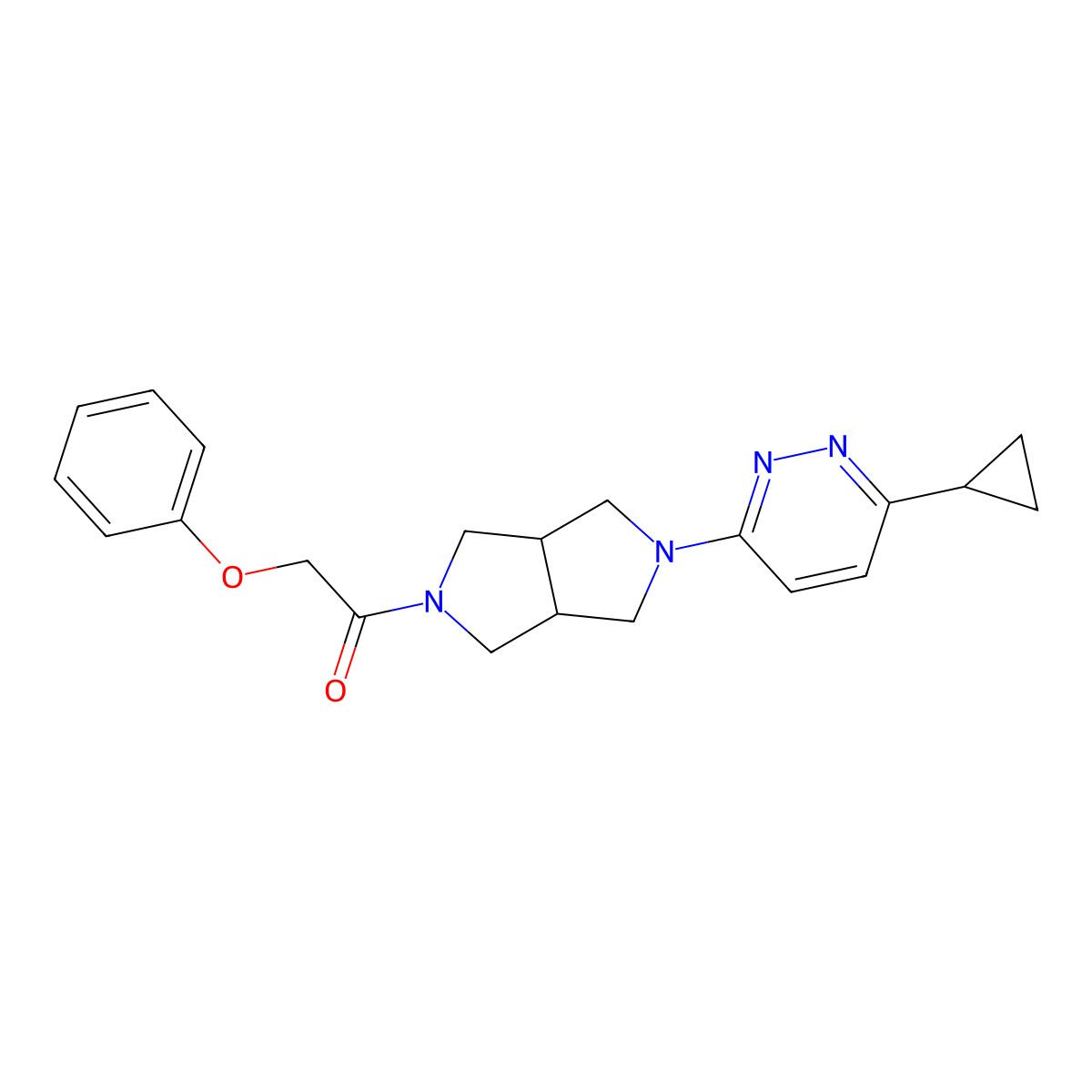 1-[5-(6-Cyclopropylpyridazin-3-yl)-octahydropyrrolo[3,4-c]pyrrol-2-yl]-2-phenoxyethan-1-one molecular structure, CAS 2415571-61-6