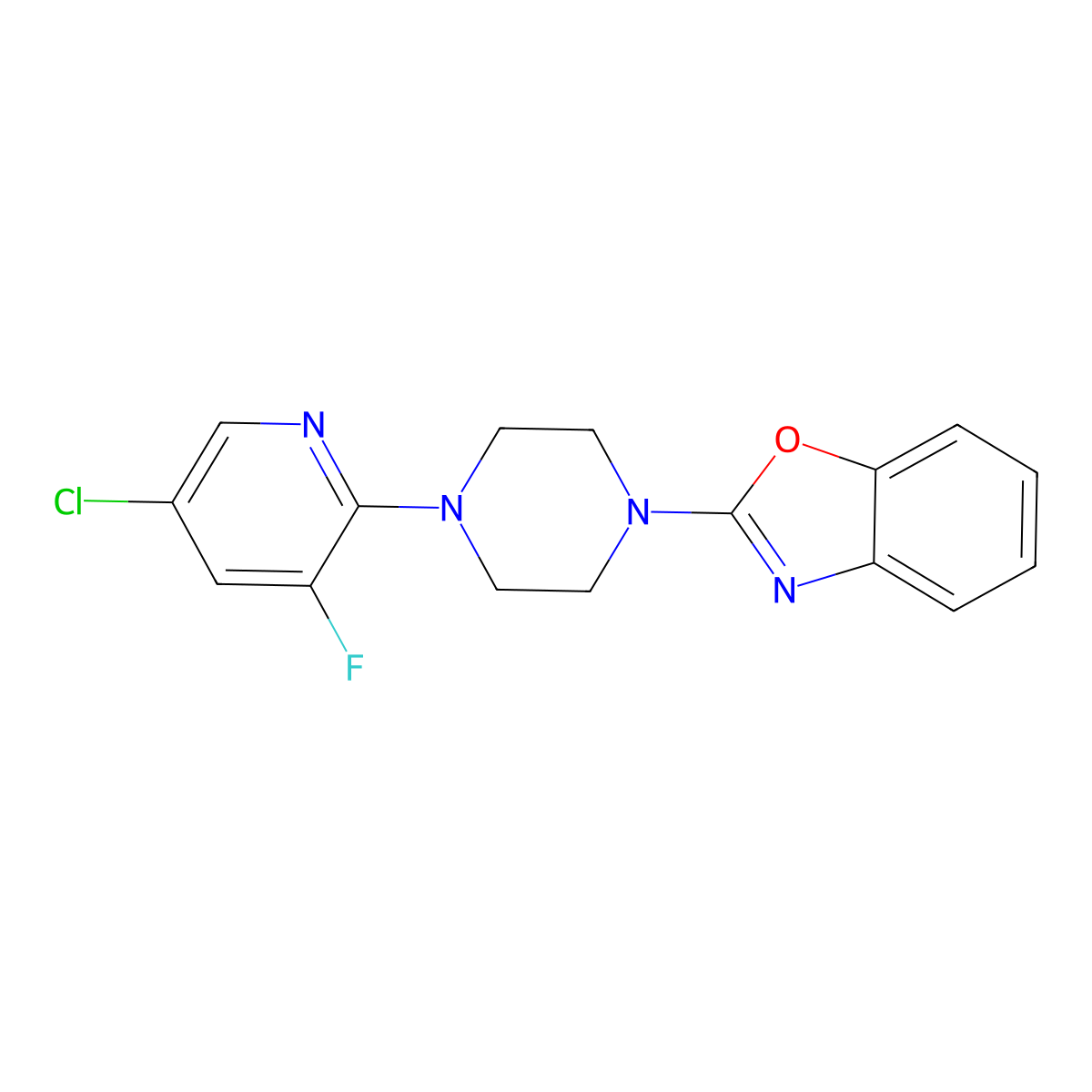 2-[4-(5-Chloro-3-fluoropyridin-2-yl)piperazin-1-yl]-1,3-benzoxazole molecular structure, CAS 2415571-63-8