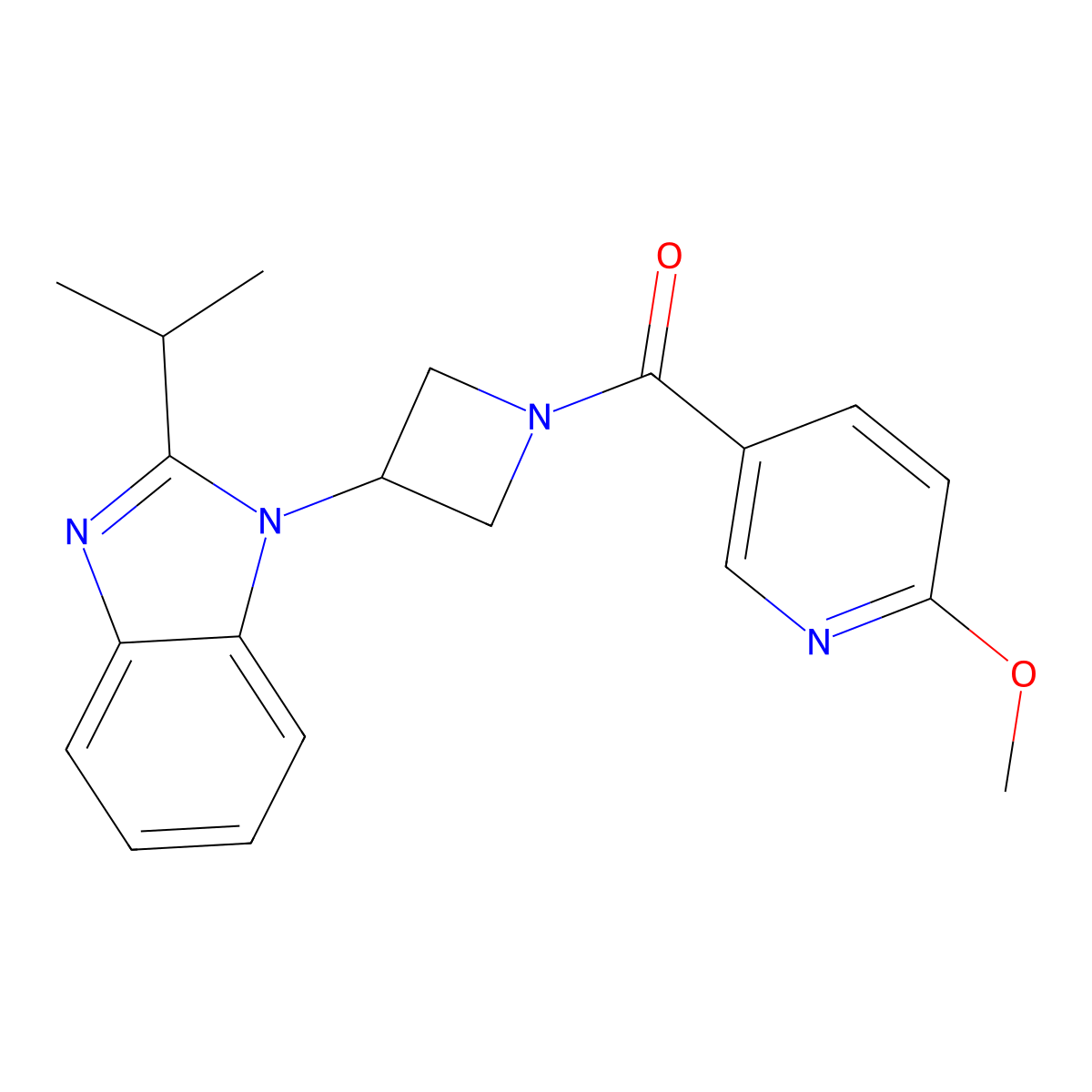 1-[1-(6-methoxypyridine-3-carbonyl)azetidin-3-yl]-2-(propan-2-yl)-1H-1,3-benzodiazole molecular structure, CAS 2415571-70-7