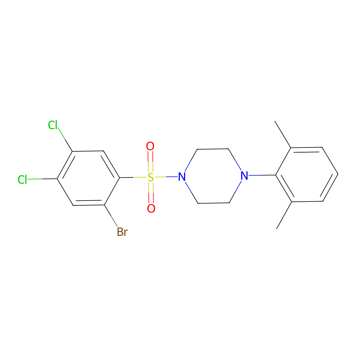 1-(2-Bromo-4,5-dichlorobenzenesulfonyl)-4-(2,6-dimethylphenyl)piperazine molecular structure, CAS 2415571-74-1