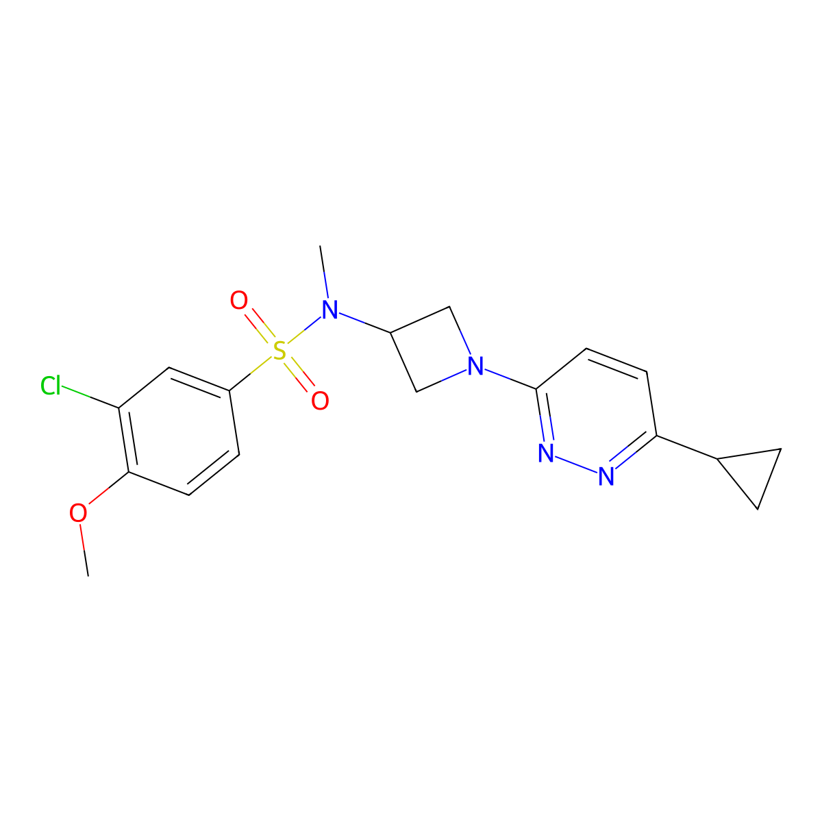 3-chloro-N-[1-(6-cyclopropylpyridazin-3-yl)azetidin-3-yl]-4-methoxy-N-methylbenzene-1-sulfonamide molecular structure, CAS 2415571-89-8