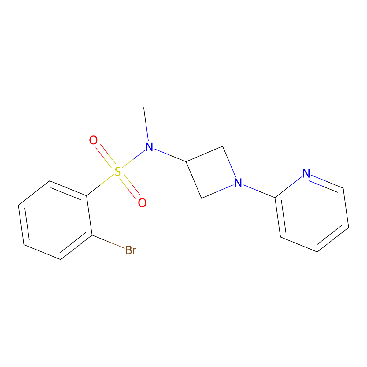 2-bromo-N-methyl-N-[1-(pyridin-2-yl)azetidin-3-yl]benzene-1-sulfonamide molecular structure, CAS 2415571-90-1