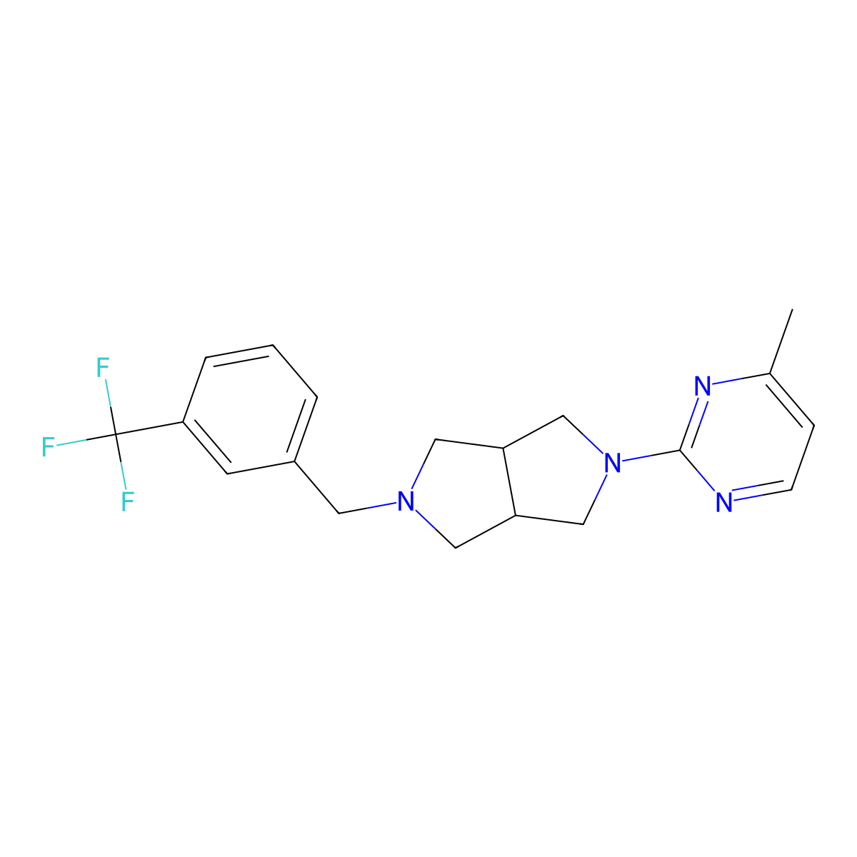 4-Methyl-2-(5-{[3-(trifluoromethyl)phenyl]methyl}-octahydropyrrolo[3,4-c]pyrrol-2-yl)pyrimidine molecular structure, CAS 2415571-94-5