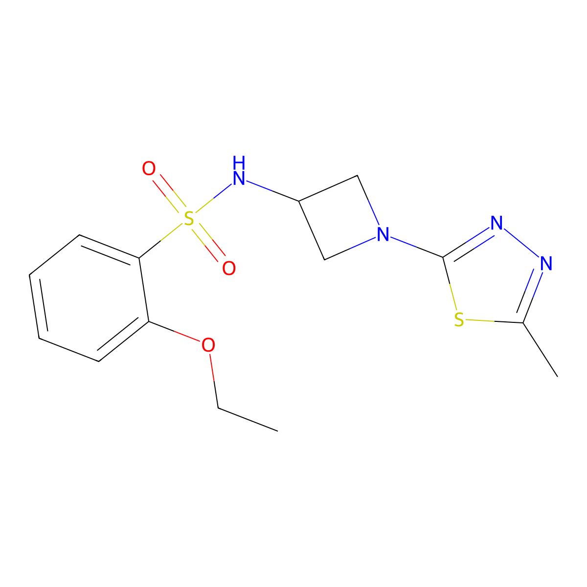 2-ethoxy-N-[1-(5-methyl-1,3,4-thiadiazol-2-yl)azetidin-3-yl]benzene-1-sulfonamide molecular structure, CAS 2415571-98-9