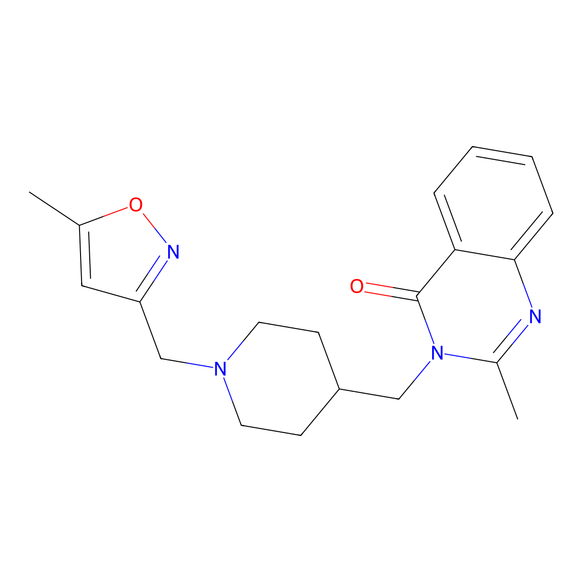 2-Methyl-3-({1-[(5-methyl-1,2-oxazol-3-yl)methyl]piperidin-4-yl}methyl)-3,4-dihydroquinazolin-4-one molecular structure, CAS 2415572-05-1