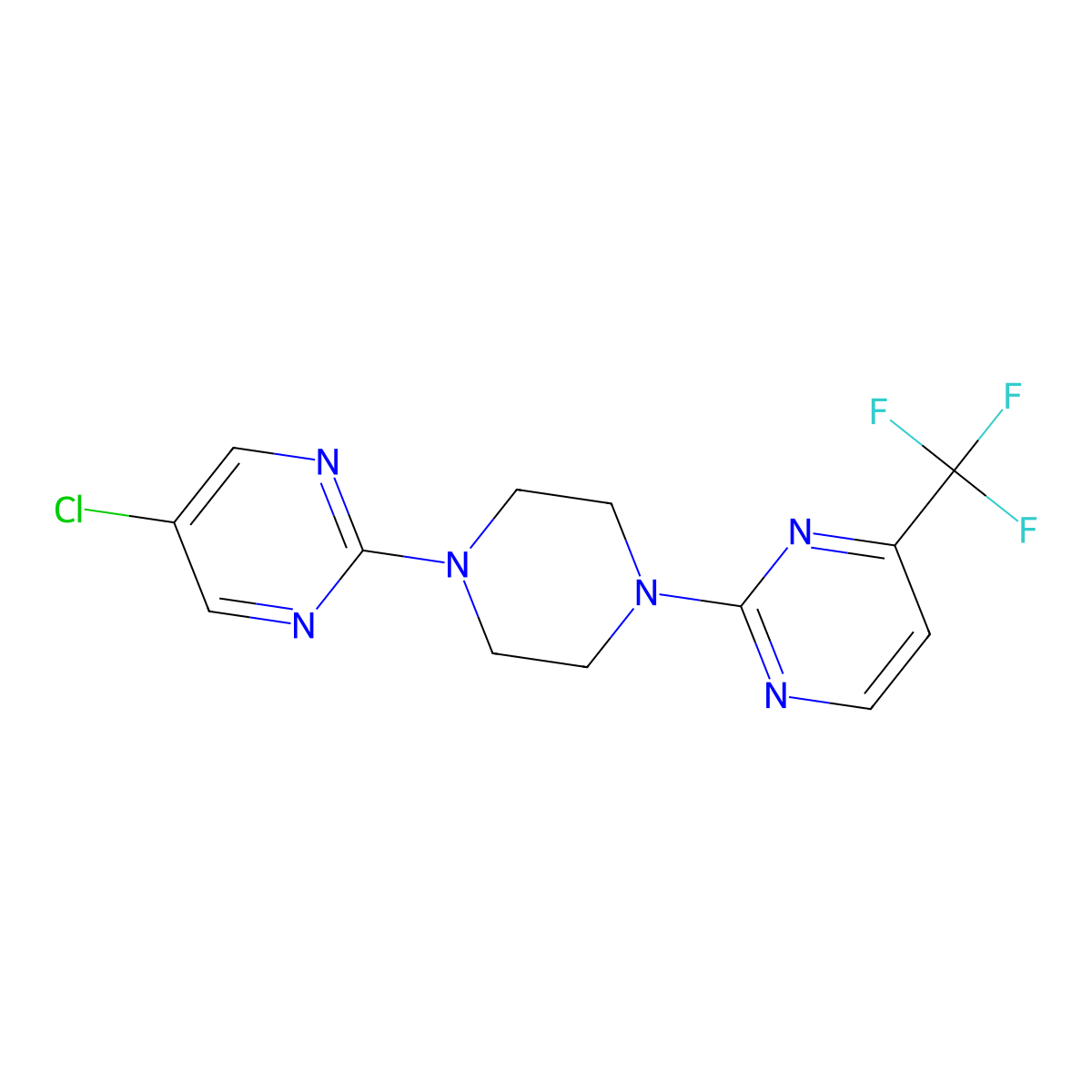 5-Chloro-2-{4-[4-(trifluoromethyl)pyrimidin-2-yl]piperazin-1-yl}pyrimidine molecular structure, CAS 2415572-09-5