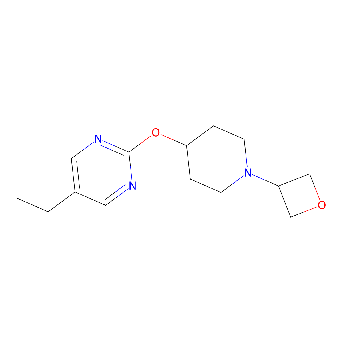 5-Ethyl-2-{[1-(oxetan-3-yl)piperidin-4-yl]oxy}pyrimidine molecular structure, CAS 2415572-19-7