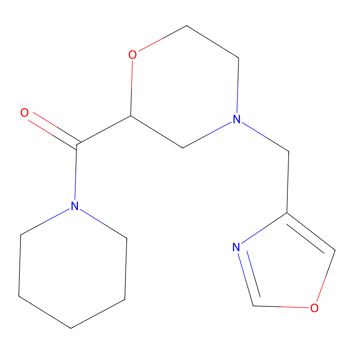 4-[(1,3-Oxazol-4-yl)methyl]-2-(piperidine-1-carbonyl)morpholine molecular structure, CAS 2415572-23-3