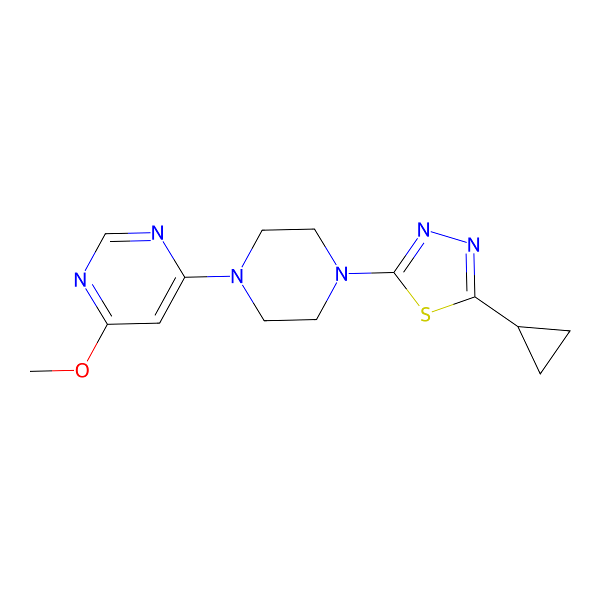 4-[4-(5-Cyclopropyl-1,3,4-thiadiazol-2-yl)piperazin-1-yl]-6-methoxypyrimidine molecular structure, CAS 2415572-30-2