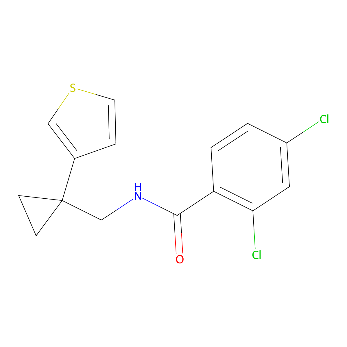 2,4-dichloro-N-{[1-(thiophen-3-yl)cyclopropyl]methyl}benzamide molecular structure, CAS 2415572-35-7