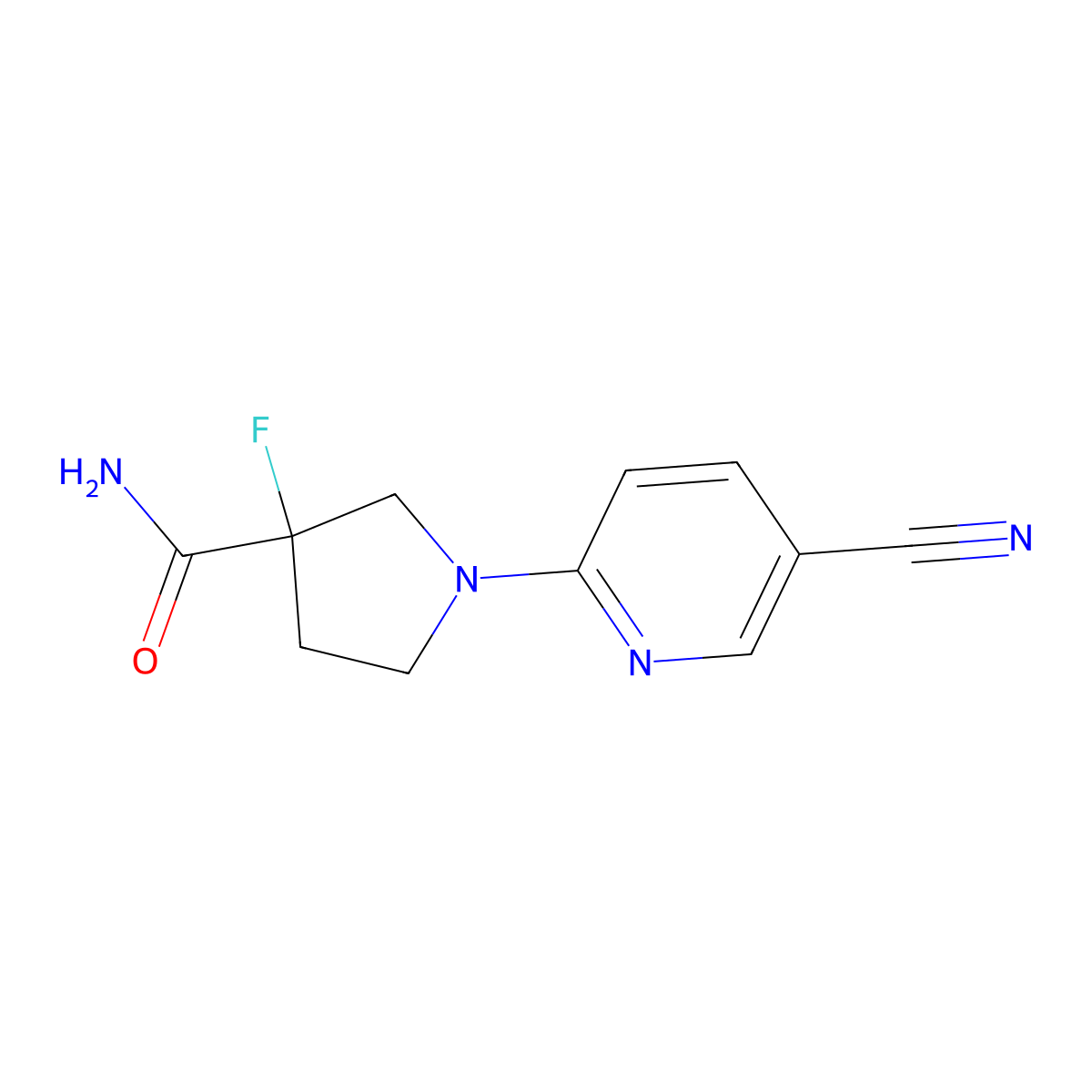 1-(5-Cyanopyridin-2-yl)-3-fluoropyrrolidine-3-carboxamide molecular structure, CAS 2415572-43-7