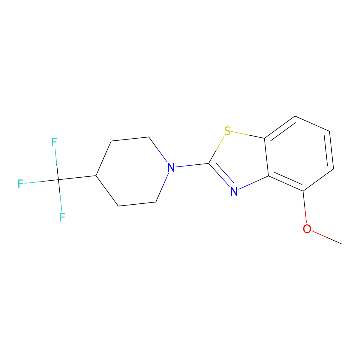 4-Methoxy-2-[4-(trifluoromethyl)piperidin-1-yl]-1,3-benzothiazole molecular structure, CAS 2415572-48-2