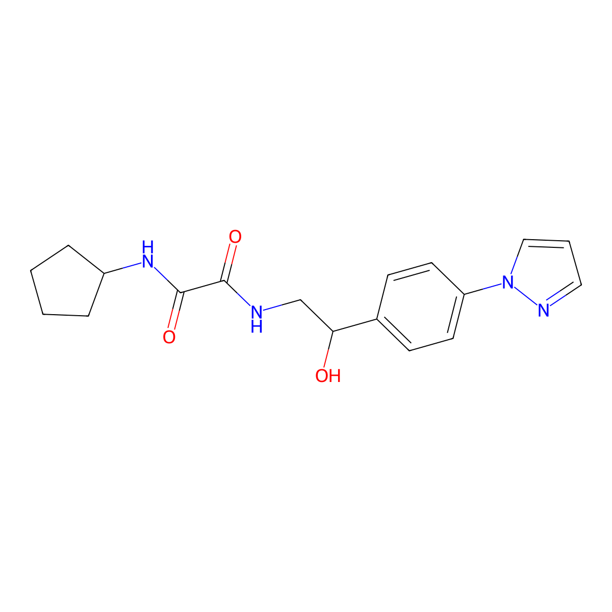 N-cyclopentyl-N'-{2-hydroxy-2-[4-(1H-pyrazol-1-yl)phenyl]ethyl}ethanediamide molecular structure, CAS 2415572-49-3