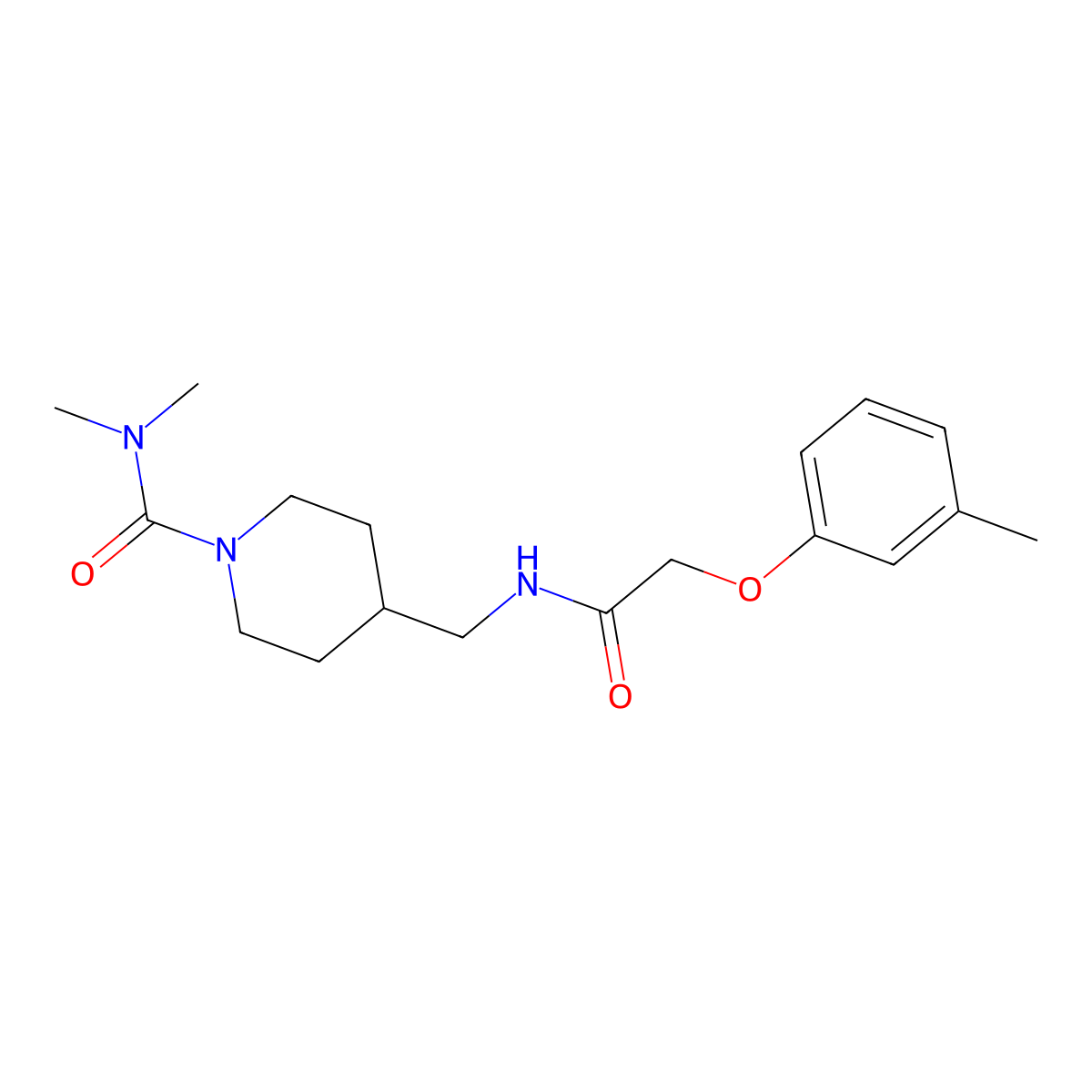 N,N-dimethyl-4-{[2-(3-methylphenoxy)acetamido]methyl}piperidine-1-carboxamide molecular structure, CAS 2415572-50-6