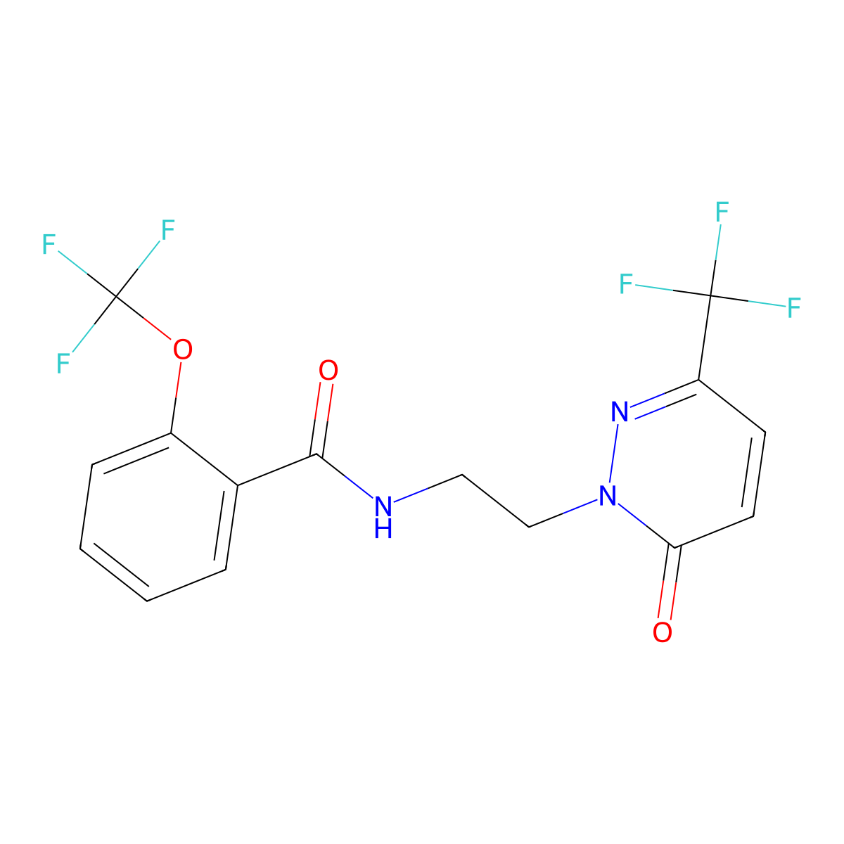 N-{2-[6-oxo-3-(trifluoromethyl)-1,6-dihydropyridazin-1-yl]ethyl}-2-(trifluoromethoxy)benzamide molecular structure, CAS 2415572-60-8