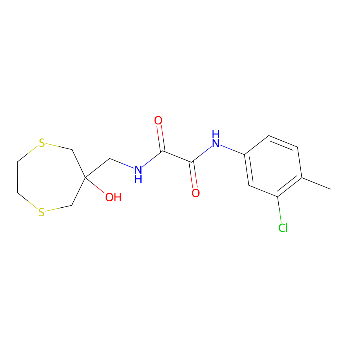 N-(3-chloro-4-methylphenyl)-N'-[(6-hydroxy-1,4-dithiepan-6-yl)methyl]ethanediamide molecular structure, CAS 2415572-61-9