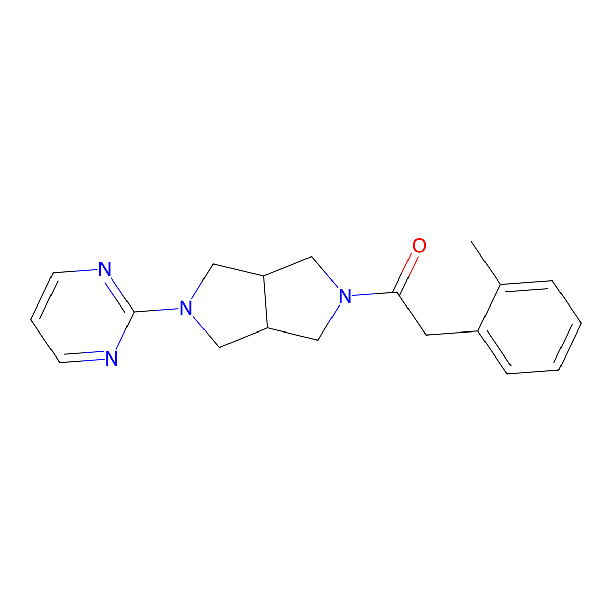 2-(2-Methylphenyl)-1-[5-(pyrimidin-2-yl)-octahydropyrrolo[3,4-c]pyrrol-2-yl]ethan-1-one molecular structure, CAS 2415572-63-1