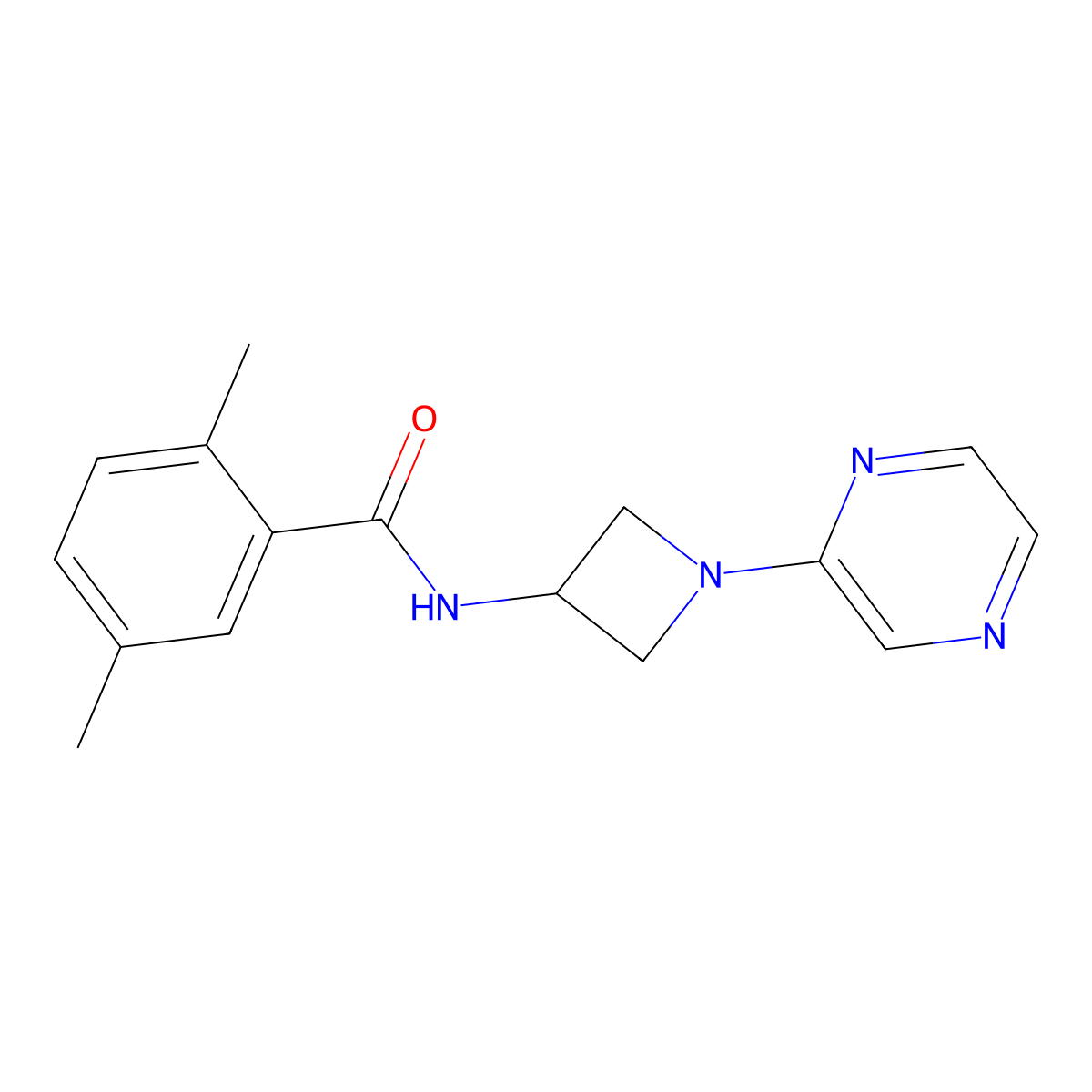 2,5-dimethyl-N-[1-(pyrazin-2-yl)azetidin-3-yl]benzamide molecular structure, CAS 2415572-69-7