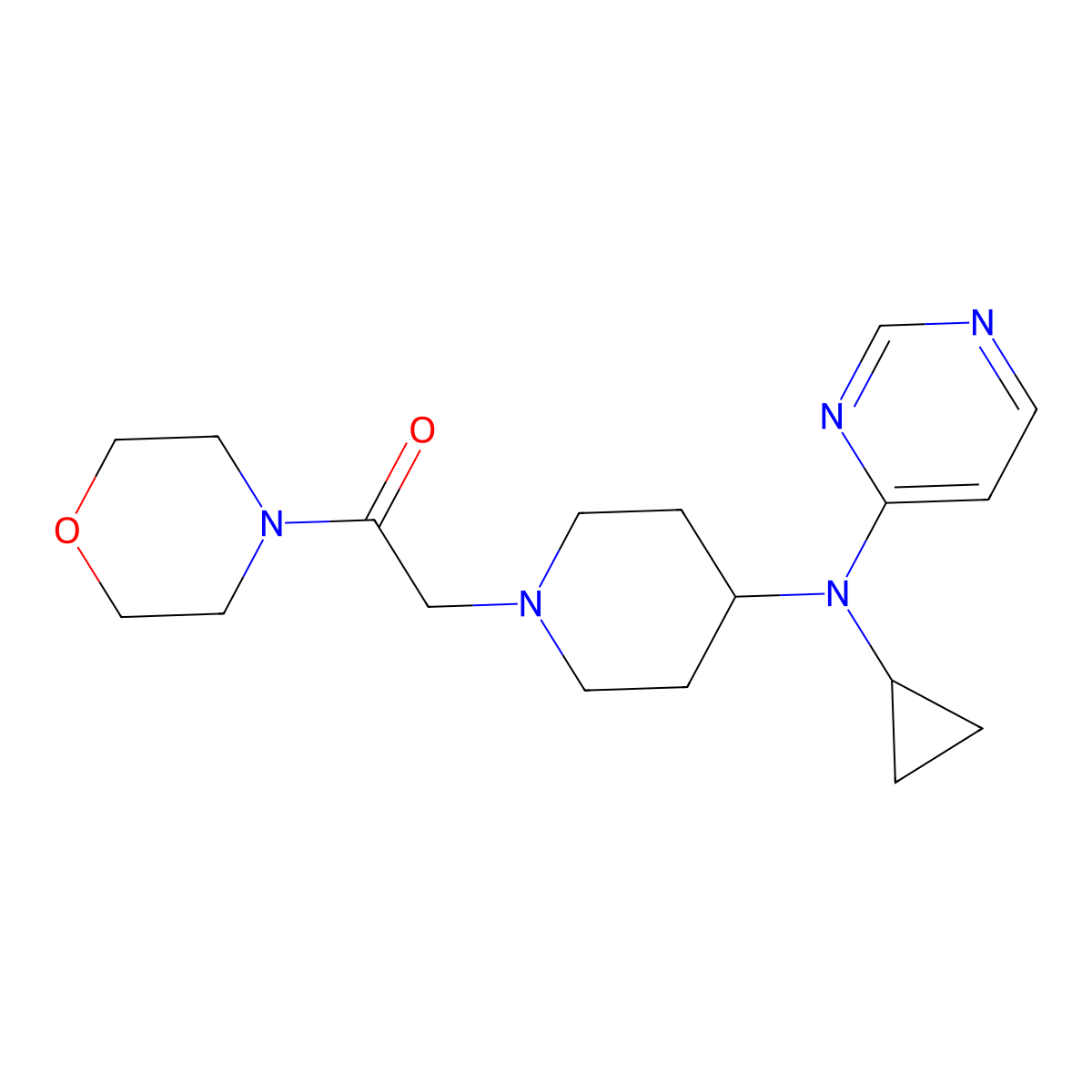 2-{4-[Cyclopropyl(pyrimidin-4-yl)amino]piperidin-1-yl}-1-(morpholin-4-yl)ethan-1-one molecular structure, CAS 2415572-70-0