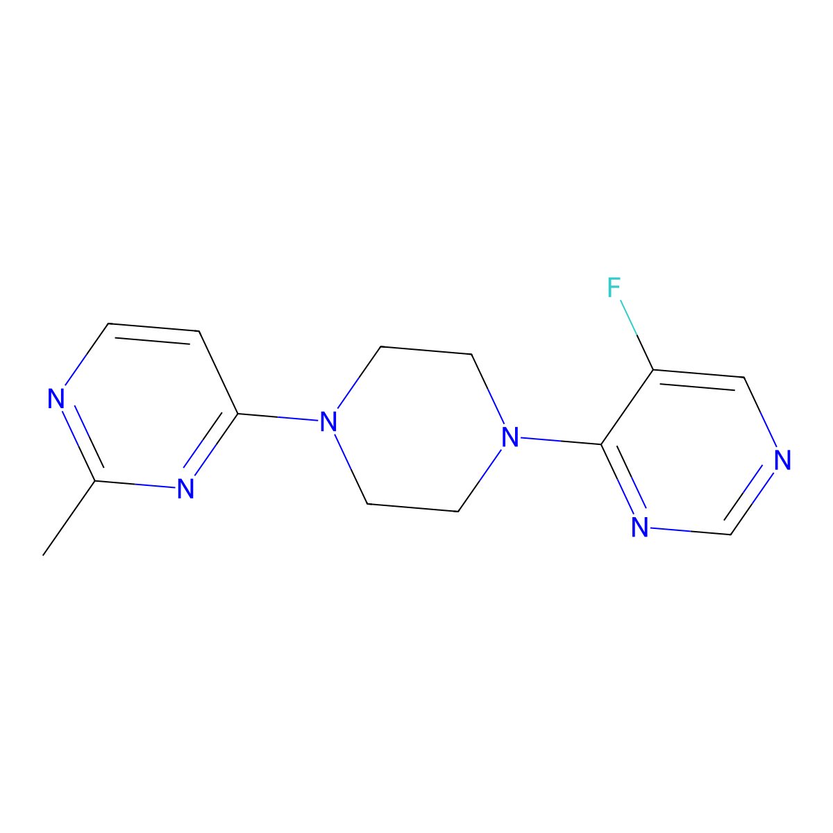 5-Fluoro-4-[4-(2-methylpyrimidin-4-yl)piperazin-1-yl]pyrimidine molecular structure, CAS 2415572-76-6