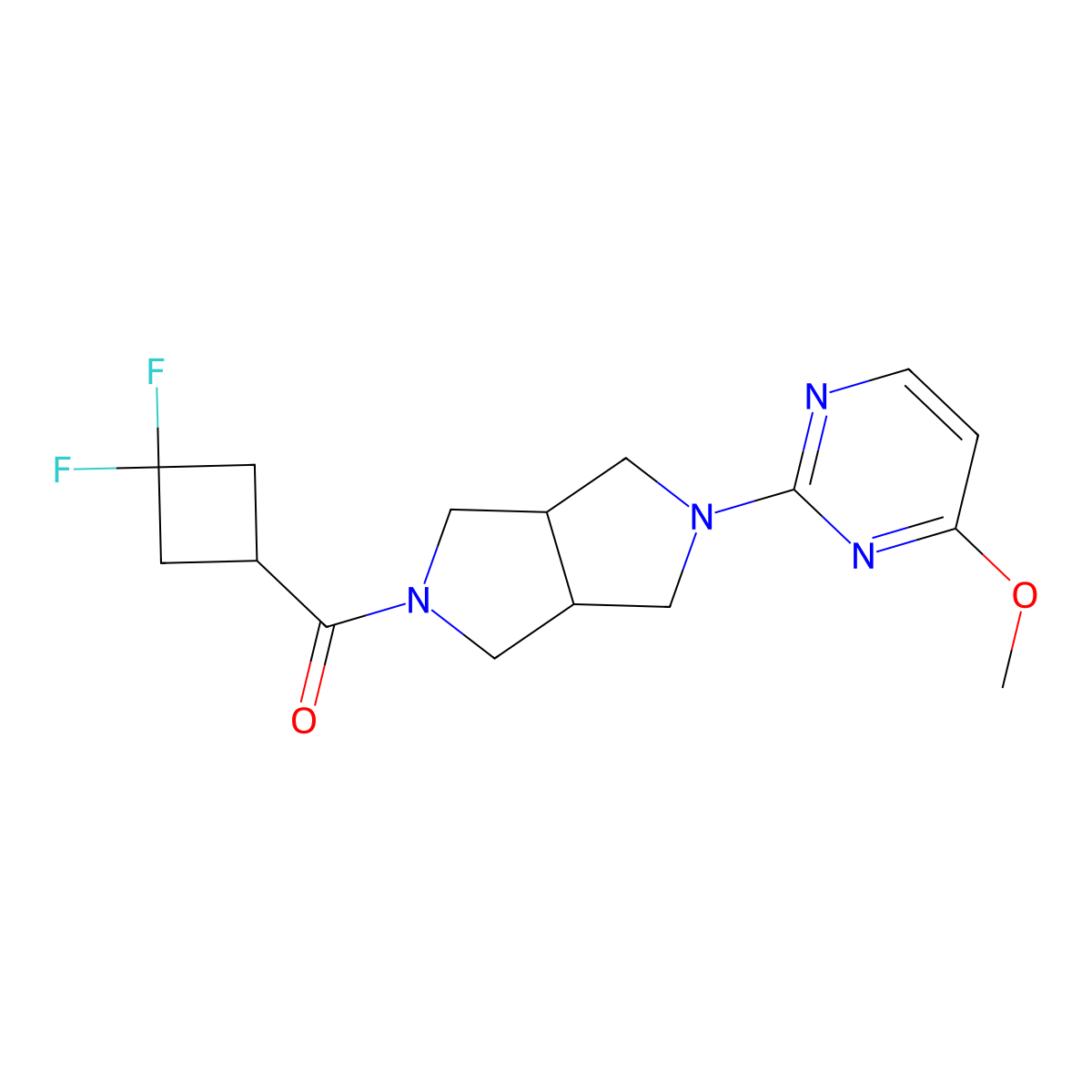2-[5-(3,3-Difluorocyclobutanecarbonyl)-octahydropyrrolo[3,4-c]pyrrol-2-yl]-4-methoxypyrimidine molecular structure, CAS 2415572-78-8