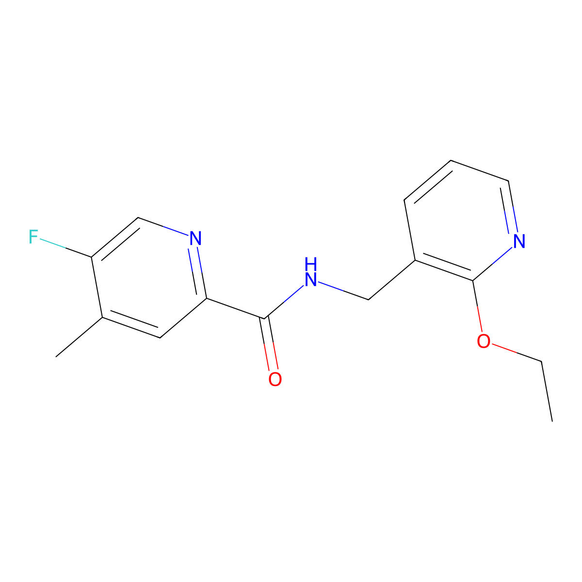 N-[(2-Ethoxypyridin-3-yl)methyl]-5-fluoro-4-methylpyridine-2-carboxamide molecular structure, CAS 2415572-84-6
