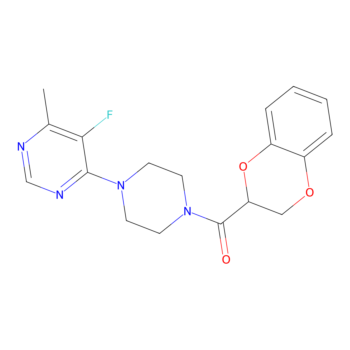 4-[4-(2,3-Dihydro-1,4-benzodioxine-2-carbonyl)piperazin-1-yl]-5-fluoro-6-methylpyrimidine molecular structure, CAS 2415572-93-7