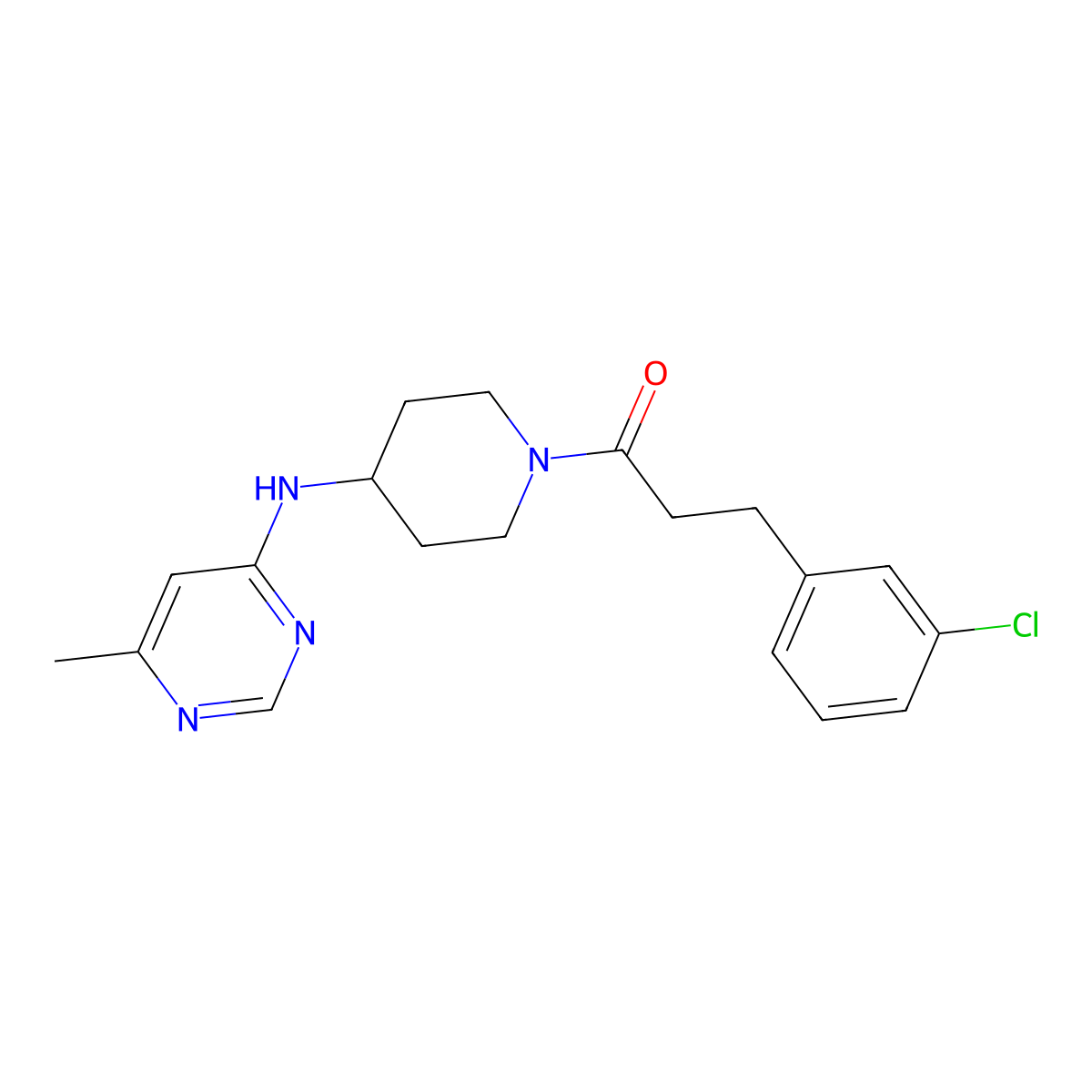 3-(3-Chlorophenyl)-1-{4-[(6-methylpyrimidin-4-yl)amino]piperidin-1-yl}propan-1-one molecular structure, CAS 2415572-96-0