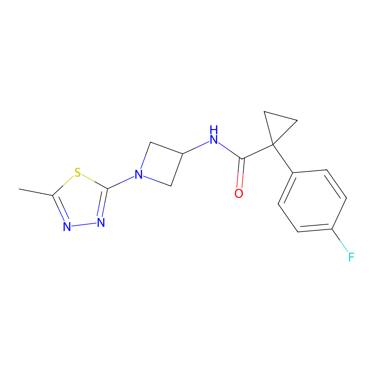 1-(4-Fluorophenyl)-N-[1-(5-methyl-1,3,4-thiadiazol-2-yl)azetidin-3-yl]cyclopropane-1-carboxamide molecular structure, CAS 2415573-04-3