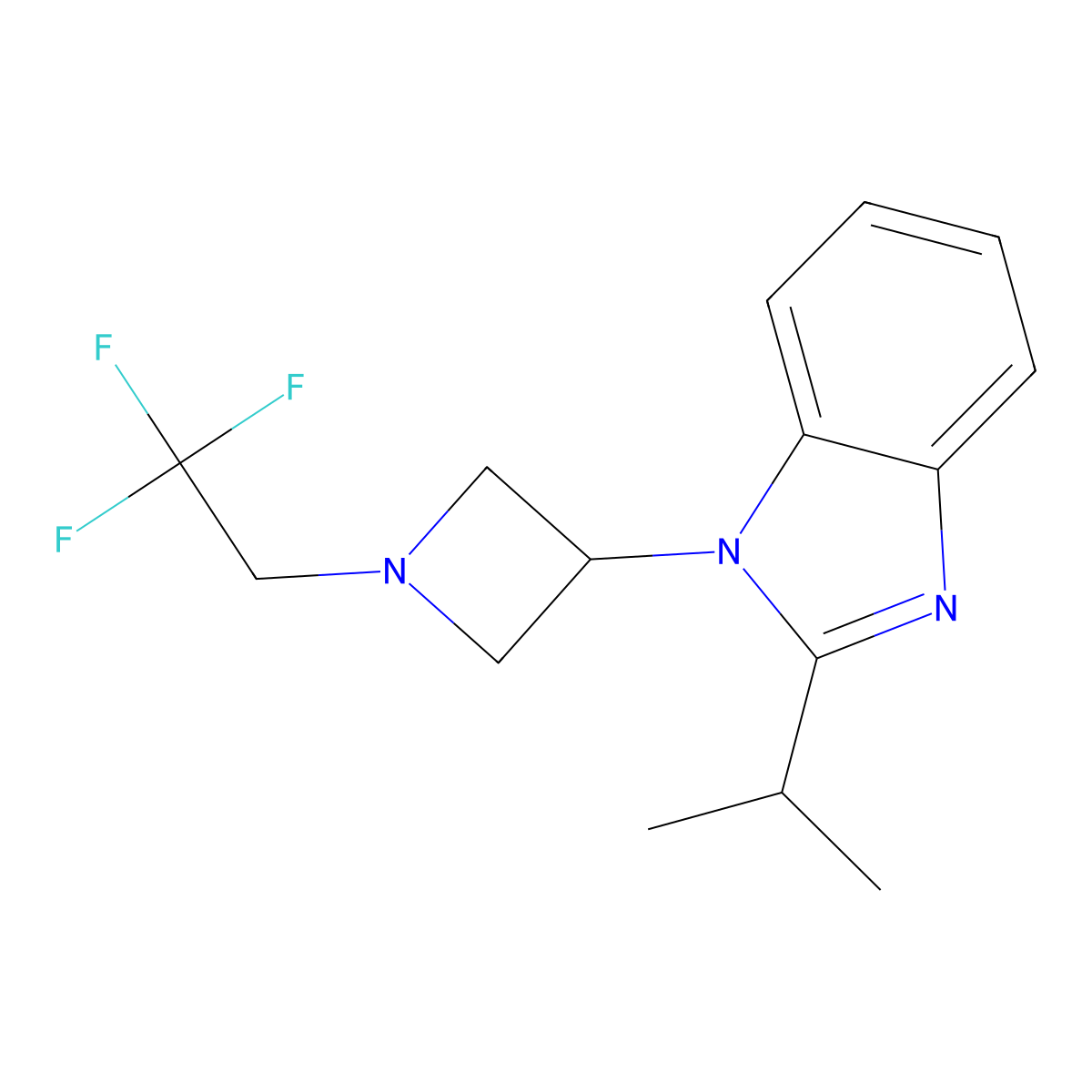 2-(propan-2-yl)-1-[1-(2,2,2-trifluoroethyl)azetidin-3-yl]-1H-1,3-benzodiazole molecular structure, CAS 2415573-23-6