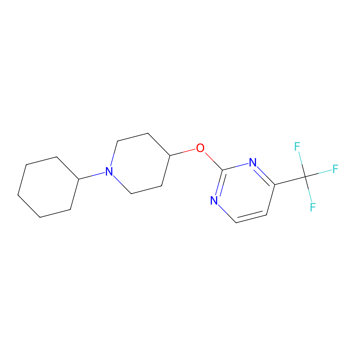 2-[(1-Cyclohexylpiperidin-4-yl)oxy]-4-(trifluoromethyl)pyrimidine molecular structure, CAS 2415573-28-1