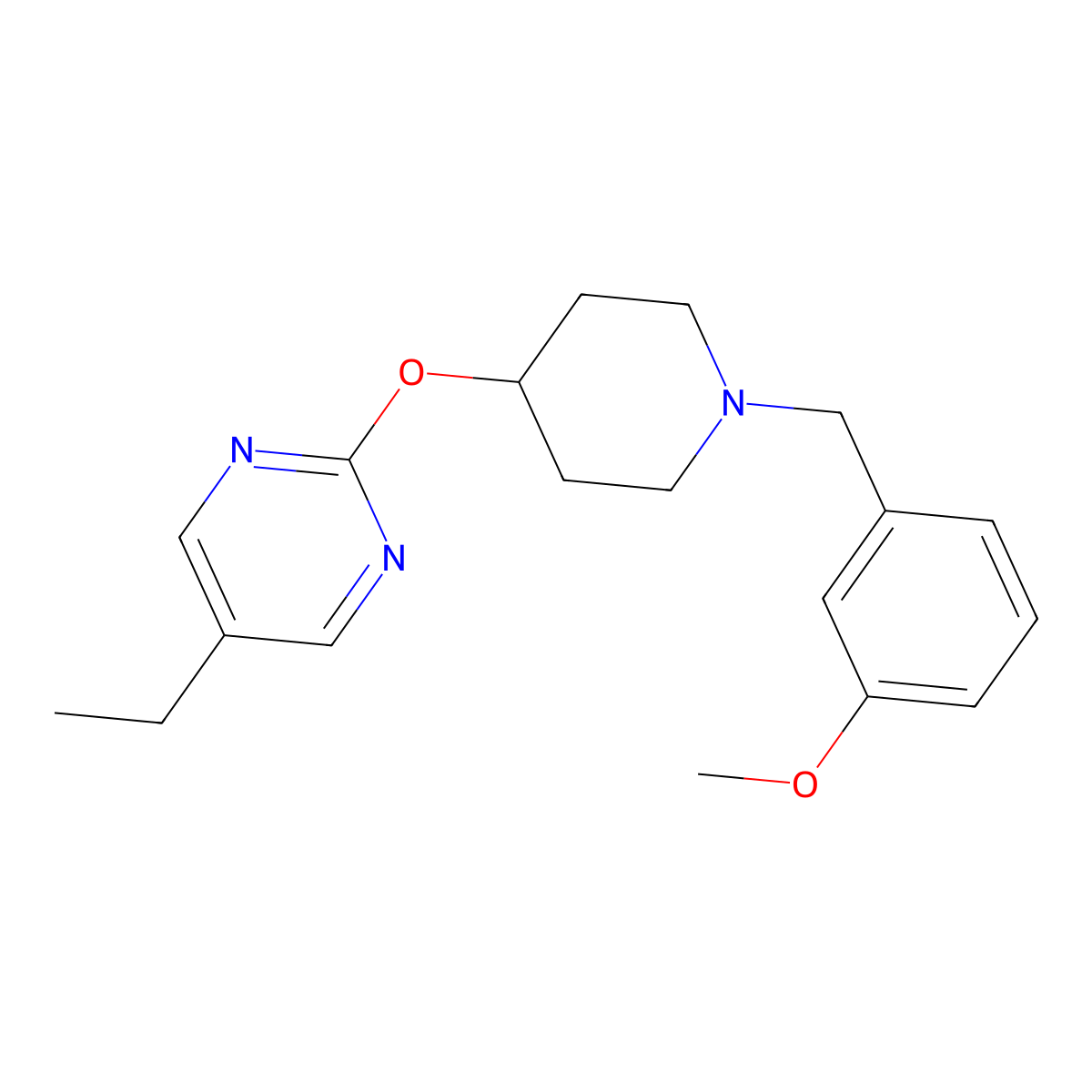 5-Ethyl-2-({1-[(3-methoxyphenyl)methyl]piperidin-4-yl}oxy)pyrimidine molecular structure, CAS 2415573-29-2