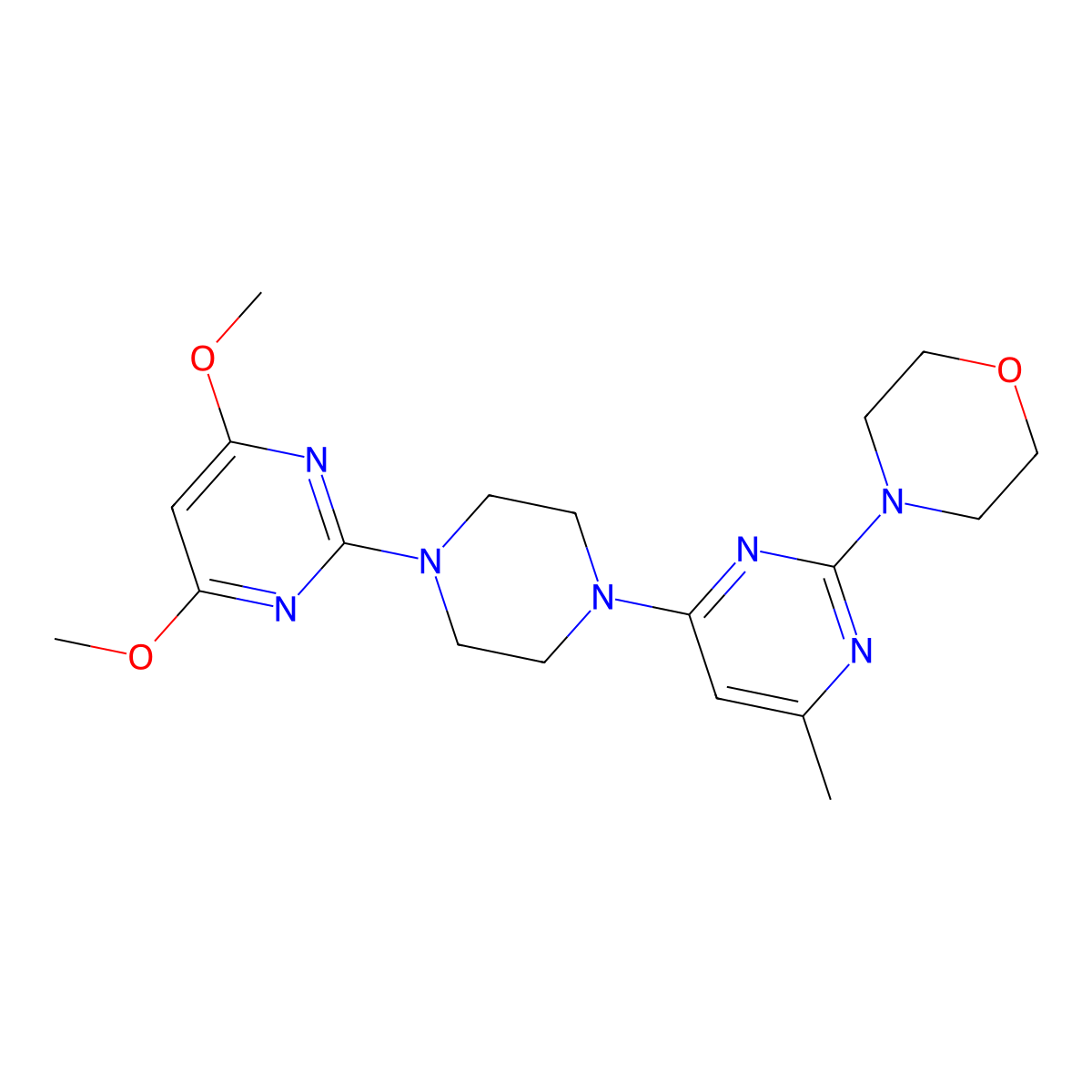 4-{4-[4-(4,6-Dimethoxypyrimidin-2-yl)piperazin-1-yl]-6-methylpyrimidin-2-yl}morpholine molecular structure, CAS 2415573-31-6